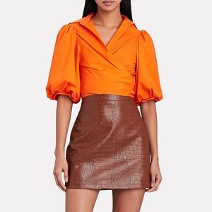 Revolve x Petersyn | NWT Cellini Puff Sleeve Back Tie Top - Orange, Size XS